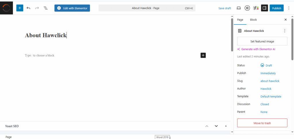 Add pages to create a wordpress website